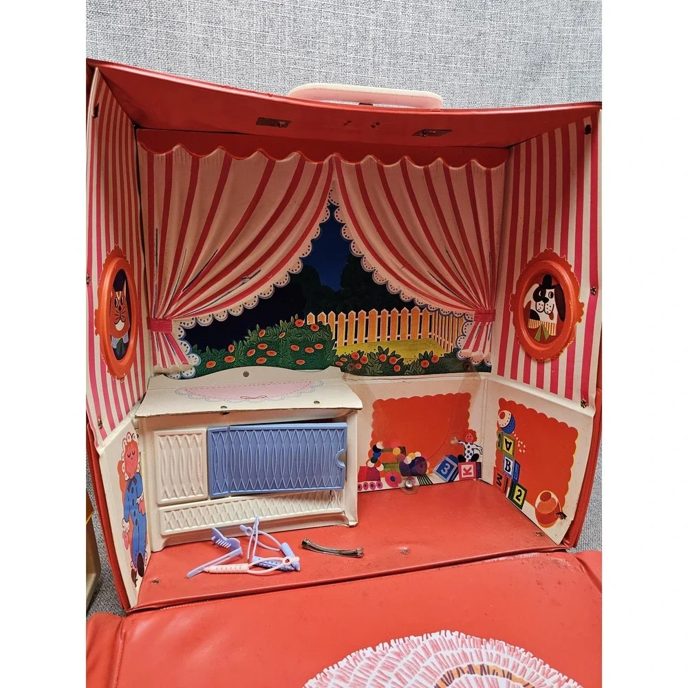 Mattel Cheerful Tearful Nursery Baby Doll Playset Case Bed Chair 1965 Vintage